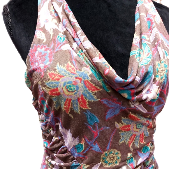 Diane Von Furstenburg Womens Silk Sleeveless Cowl Neck Ruched Sides Top Size SML - Picture 4 of 8